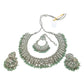 Sage Green - Large Size Silver Finish Necklace Set with Earrings & Tika (Head Piece) - UK Stock - GGA17 08KK25