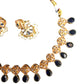 Navy Blue - Medium Size Gold Finish Necklace Set with Earrings - TOH2403  Cp 0424