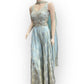 Silver Grey - Designer Ladies Short Top Palazzo Trousers Suit - Size 12 (38") - VMK KIA RR
