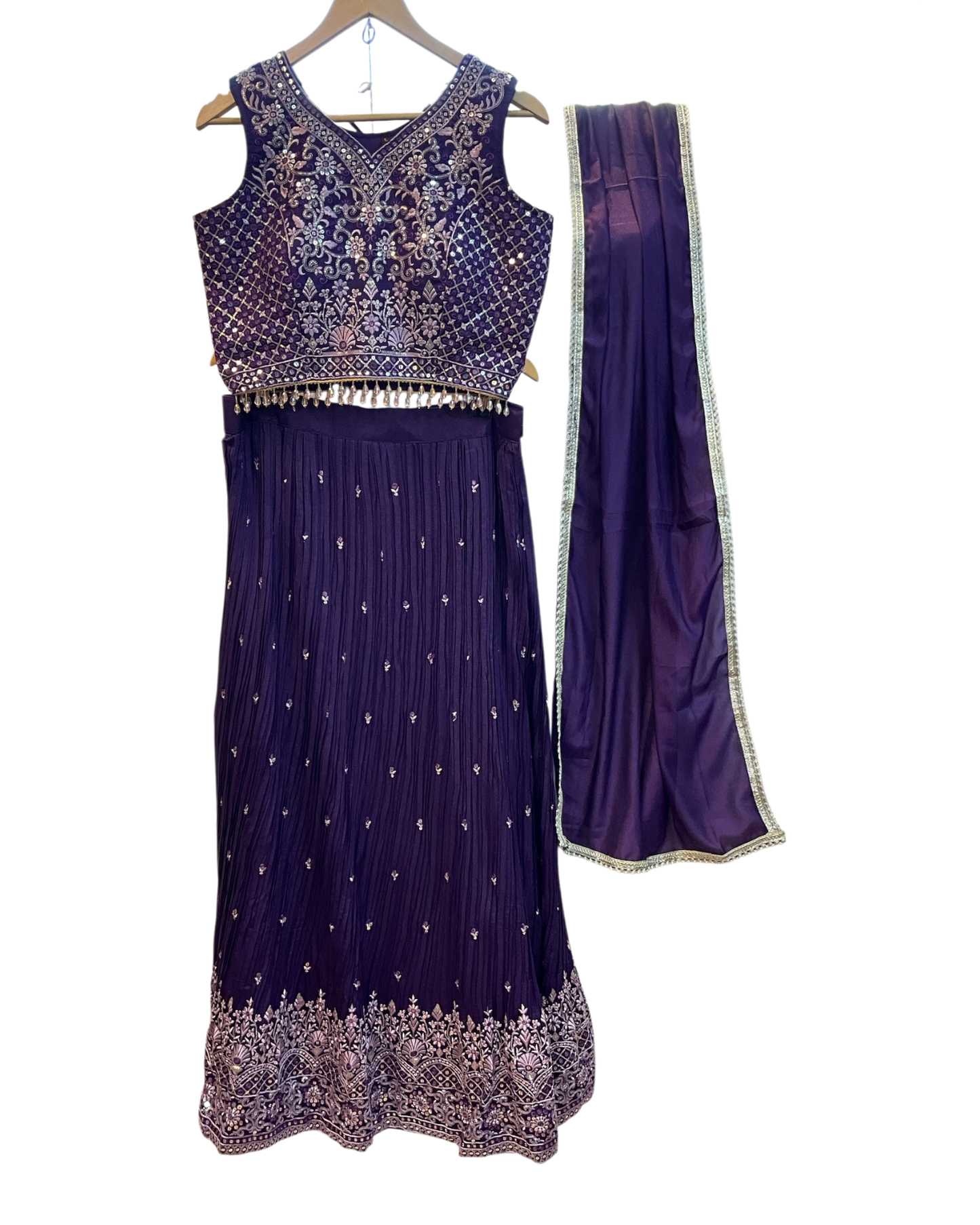 SALE ! Size UK 12 (38") Purple - Lehenga Set - Mehndi / Sangeet / Bridesmaids / Weddings / Garba  - UK Stock - 24h Dispatch - PC2609  07xyz26