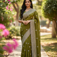 Mehndi Green - Classic Saree with Thread Work Border and Blouse Piece - UK stock - 24hr Dispatch - RS2534 VY