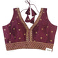Wine - Dupion Silky Saree / Lehenga blouse - 38" Bust (UK 12) Can be let out to size 16  - AF2406 H 0324