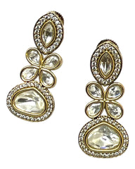 Clear / Neutral - Medium Size Antique Gold Finish Choki Necklace Set with Earrings - Bollywood - AVON-KU06  08VV25