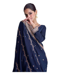 Navy Blue - Simple / Classy Chiffon Ladies Indian Salwar Suit with Rich Dupatta - SYRA9682 VP 1023