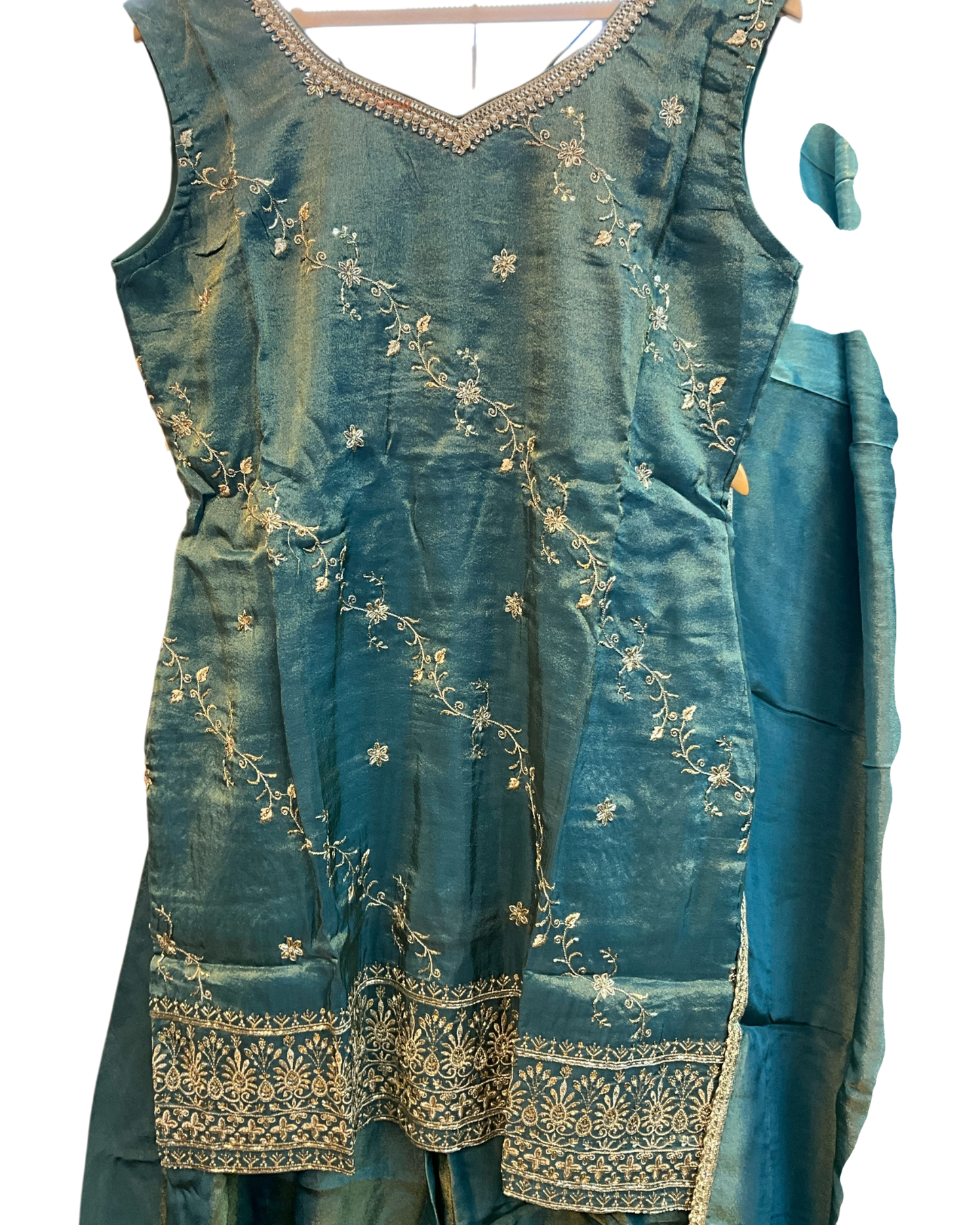UK 16 / 42" - Teal Green - Ladies Sharara / Palazzo Trousers Suit - UK Stock - Sangeet / Henna / Weddings - OC7302 VC