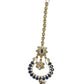 Navy Blue - Antique Gold Finish Large Size Tika Head Piece - Indian Ladies Fashion Jewellery - AE2440 11T24