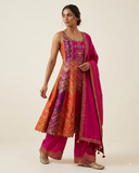 Size 20 (46") - Fuchsia Pink - Designer -  Ladies Long Top / Dress Anarkali Trousers Suit - VMK Varsha 04CP26
