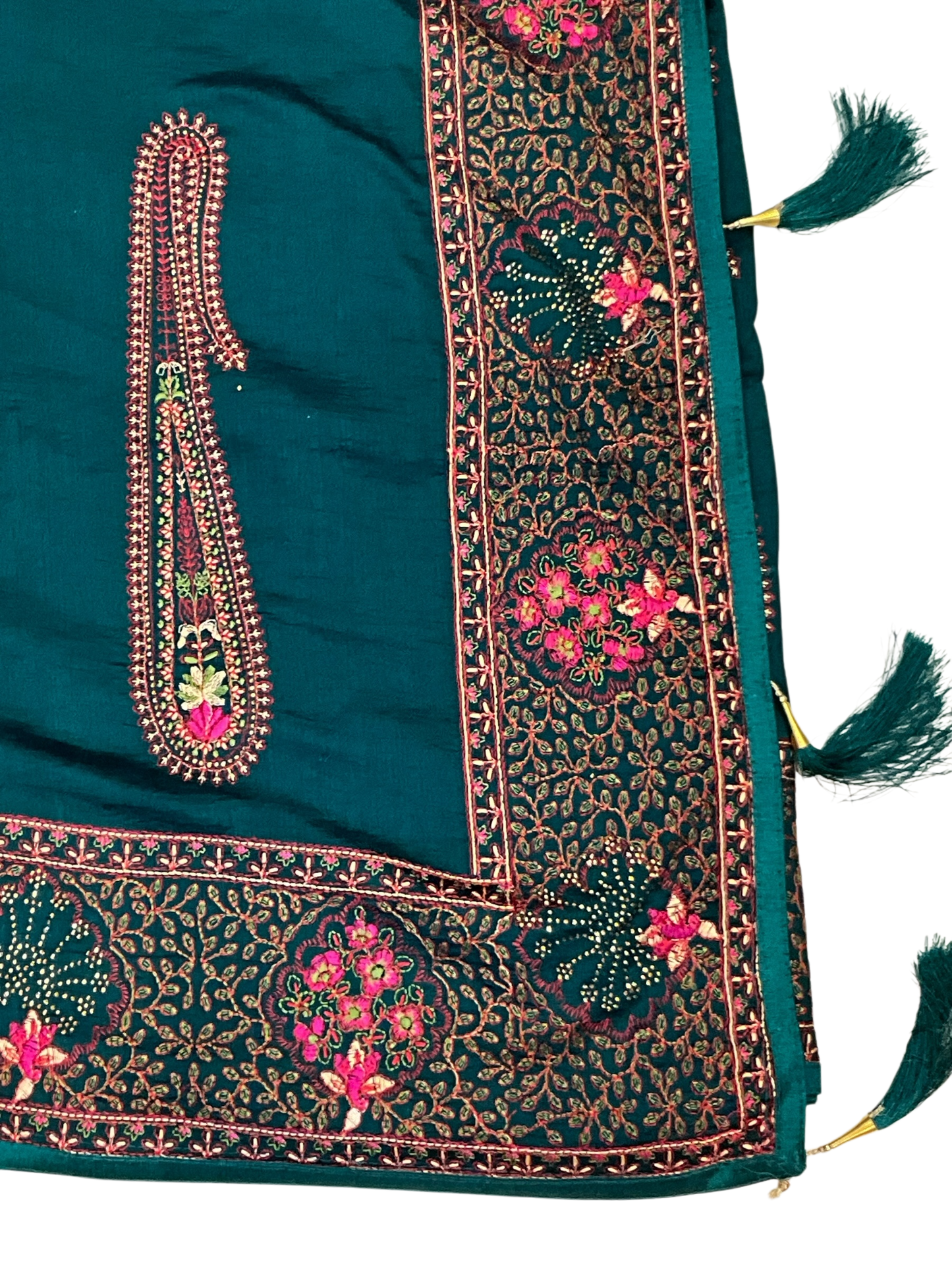 Teal - Classic Saree with Thread Work and Blouse Piece - UK stock - 24hr Dispatch - RS2505 VY