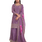 Lilac - Simple / Classy Ladies Indian Palazzo Trousers Suit with Rich Dupatta - Size 20 (46") - VF67836 TK1024