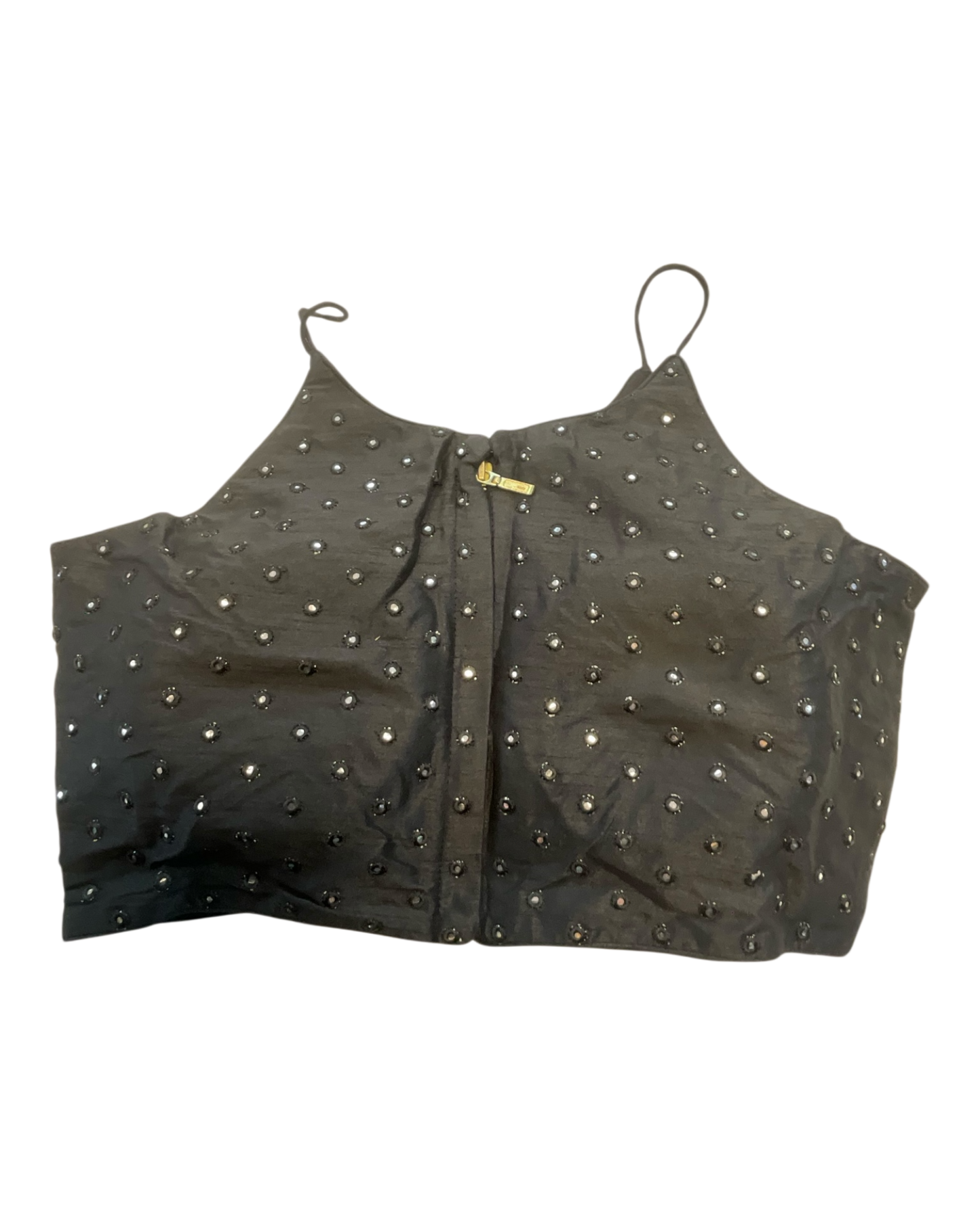 36" / UK 10 - Black - Mirror Work Strap Saree Blouse with cups - UK Stock - Quick Delivery - RNK - R778 -KY