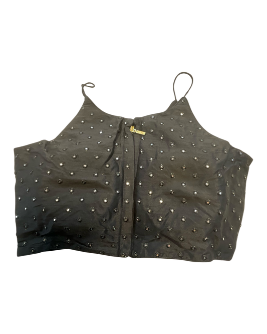 36" / UK 10 - Black - Mirror Work Strap Saree Blouse with cups - UK Stock - Quick Delivery - RNK - R778 -KY