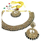 Black - Medium Size Antique Gold Finish Necklace Set with Earrings - SJ07 08KY25