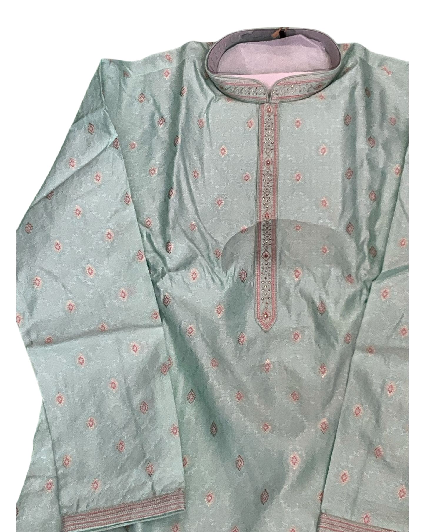 Sea Green - Banarasi Handloom Brocade Mens Indian Kurta set with Trousers - UK Stock - Weddings / Walimas , Sangeet, Diwali, Eid, Mehndi / Henna - VEE2645 TT