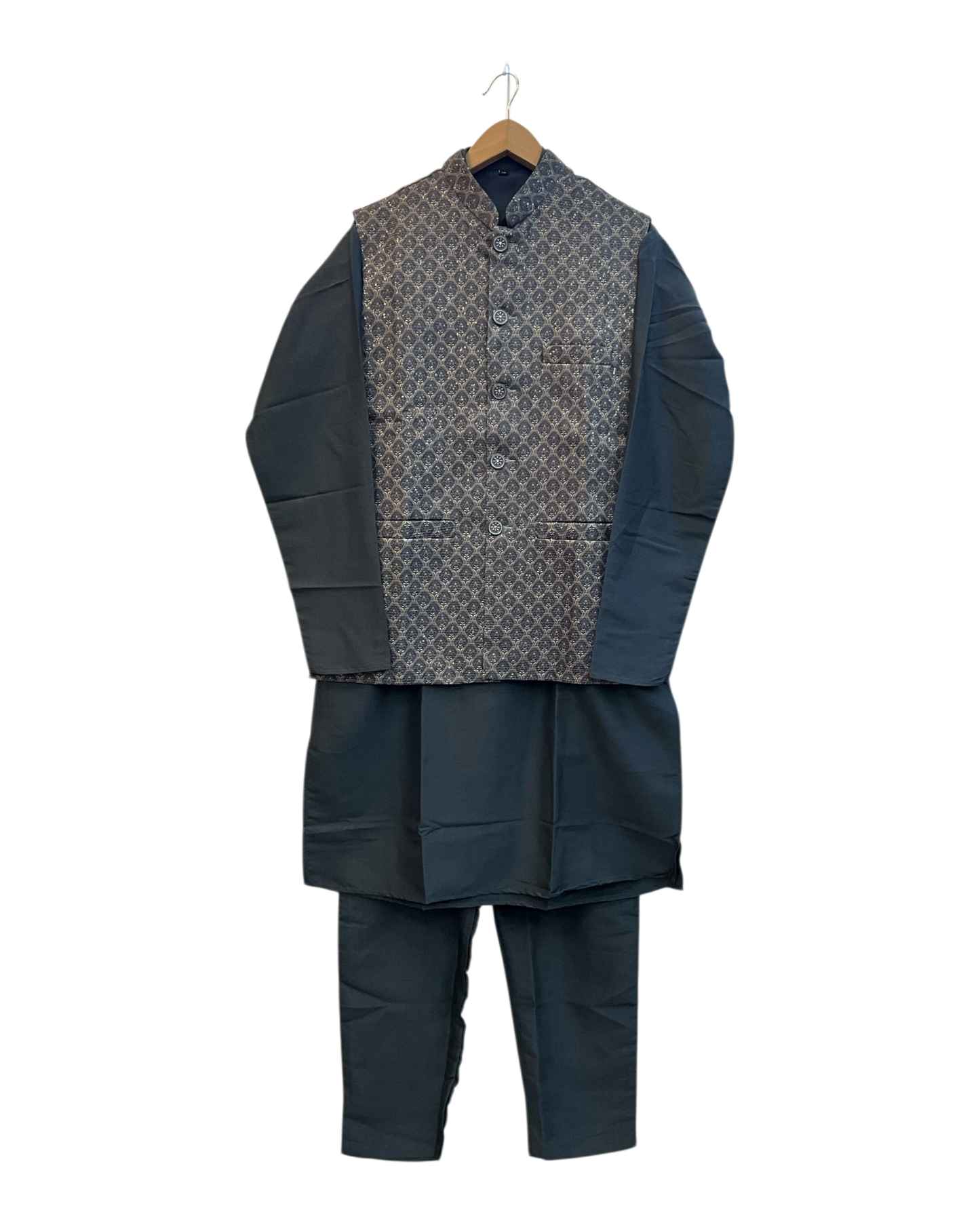 Dark Grey - Mens Indian Waistcoat & Kurta Set - UK Stock - 24 hr Dispatch - KCS4010 03VJ26