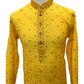 Haldi Yellow - Linen Mirror Work Mens Kurta Set - Sangeet Mehendi Haldi - NY2303 KT 1123