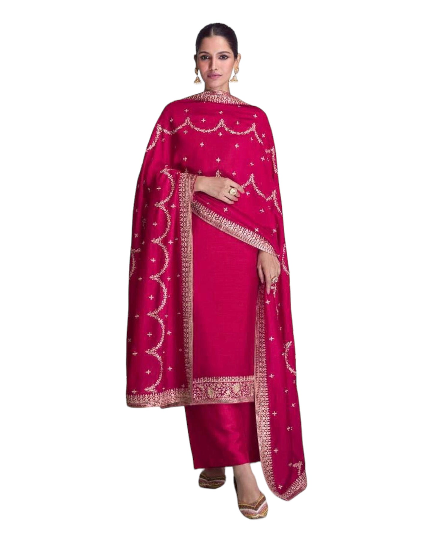 Fuchsia Pink - Simple / Classy Chiffon Ladies Indian Salwar Suit with Rich Dupatta - SYRA9683 VP 1023