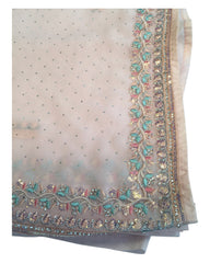 Pink - Chiffon - Party Wear Embroidiered Saree with Blouse Piece - SP250407 VT 0425