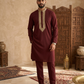 Maroon - Soft Cotton Silky Mens Kurta Set with Rich Embroidery- Sangeet Mehendi Haldi - KCS2002 06VY26