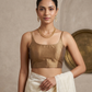 Antique Gold - Rich Banarasi Thin Strap Designer Saree blouse with cups, 38" - UK Stock - Quick Delivery - RNK - R651- H