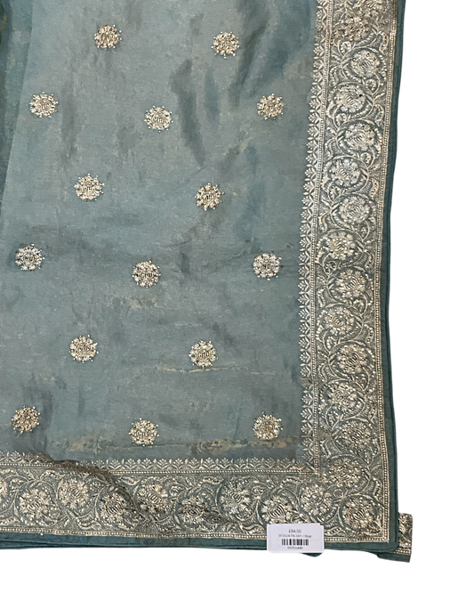 Sky Blue - Fancy Party Saree with Blouse Piece - UK stock - 24hr Dispatch - SP2624 TK