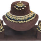 Navy Blue - Large Size Antique Gold Finish Necklace Set with Earrings - JE19  C 0424