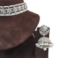 Clear  - Large Size Silver Finish Necklace Set with Earrings - RAK95  KV 0424
