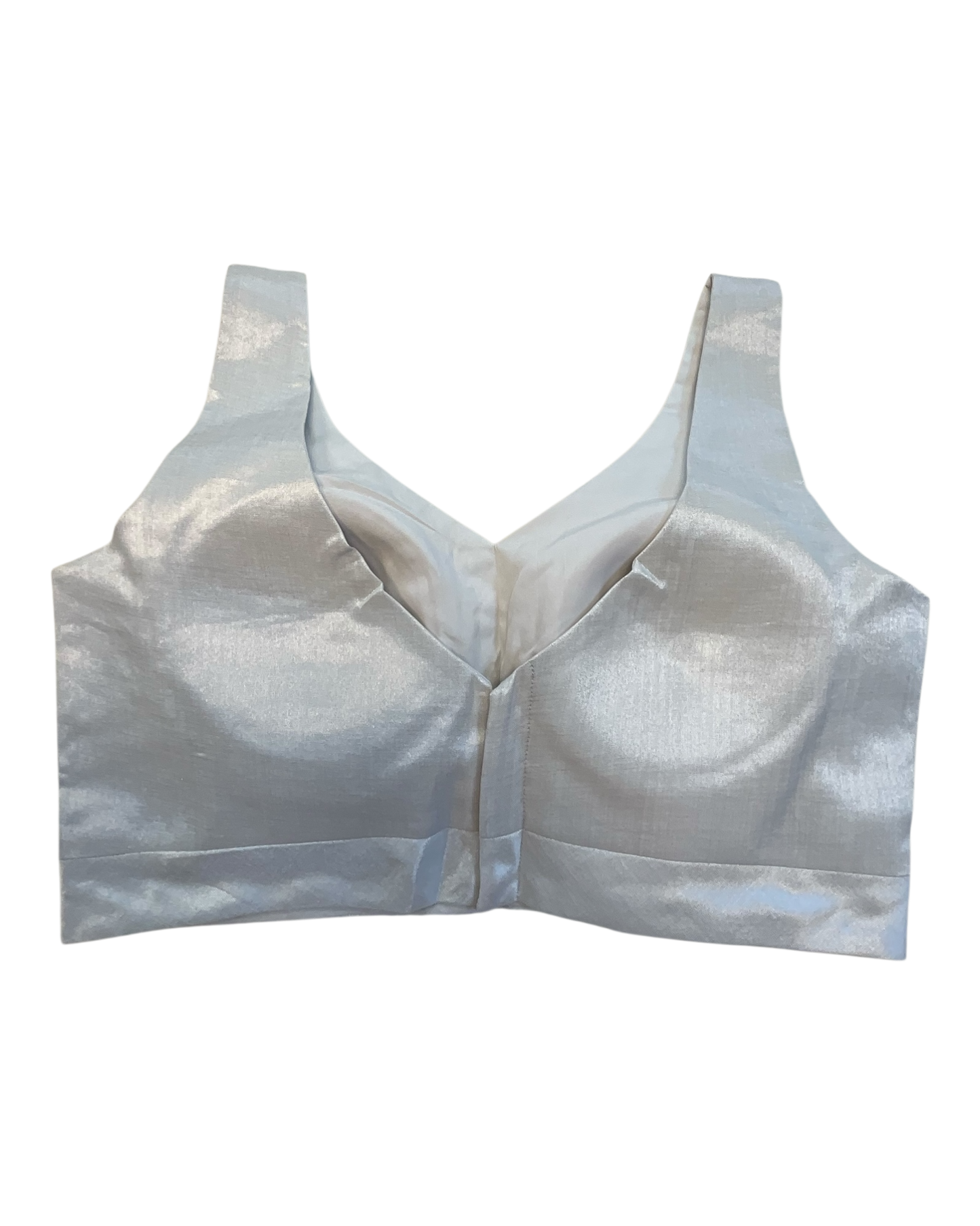 Size 42" / UK 16 - Silver - Silky Saree blouse with cups,  Sleeveless - UK Stock - Quick Delivery - RNK - R722A-KY