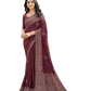 Wine / Purple - Chiffon Printed Saree with Blouse Piece - UK stock - 24hr Dispatch - LTF103 07KT26