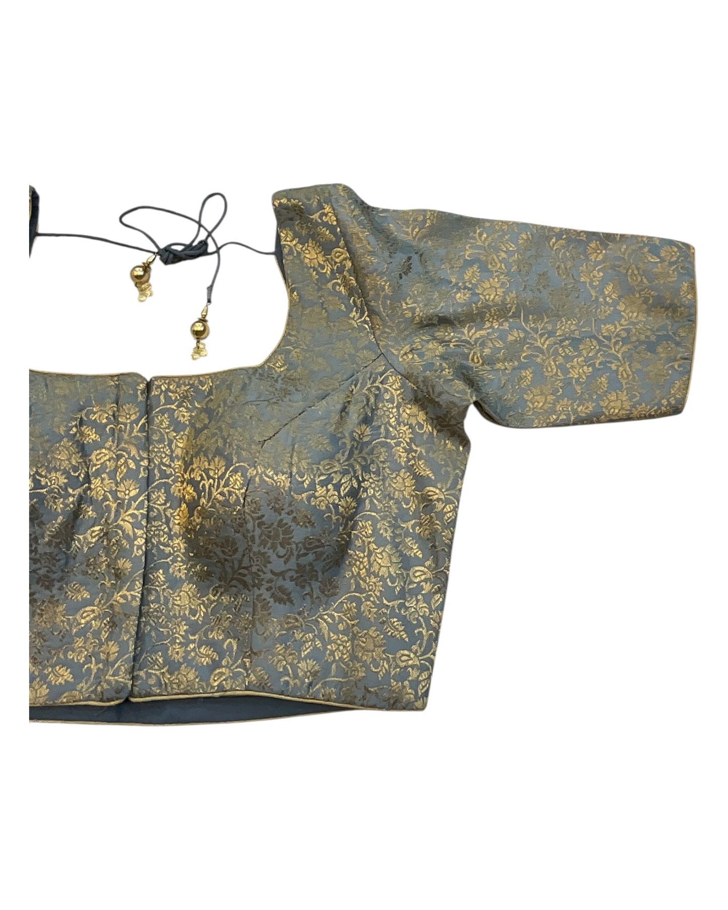 38" & 42" - Grey - Banarasi Brocade Saree / Lehenga Blouse -UK Stock - Quick Dispatch - X1126 01A25