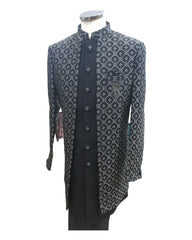 Stunning Double Layered Mens Black Sherwani - SHU2401 AY 0124