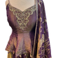 Wine - Designer Ladies Medium Spaghetti Top Palazzo Trousers Suit - Size 12 (38") - VMK KRUPA RJ