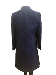 Navy Blue - Classic Self Brocade Sherwani with Gold Buttons -  BS786 JP 0823