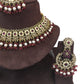 Magenta - Large Size Antique Gold Finish Necklace Set with Earrings - RAK501  KC 0424