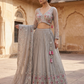SALE ! Size UK 12 (38") Light Grey - Lehenga Set - Mehndi / Sangeet / Bridesmaids / Weddings / Garba  - UK Stock - 24h Dispatch - OC42076  PA26