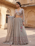 SALE ! Size UK 12 (38") Light Grey - Lehenga Set - Mehndi / Sangeet / Bridesmaids / Weddings / Garba  - UK Stock - 24h Dispatch - OC42076  PA26