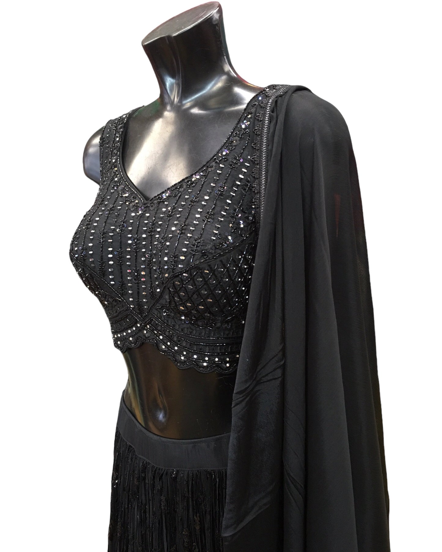 Stunning Intricately Embroidered Black Lehenga Set - Size 12 - UK Stock - 24h Dispatch - HD132 CY 0124