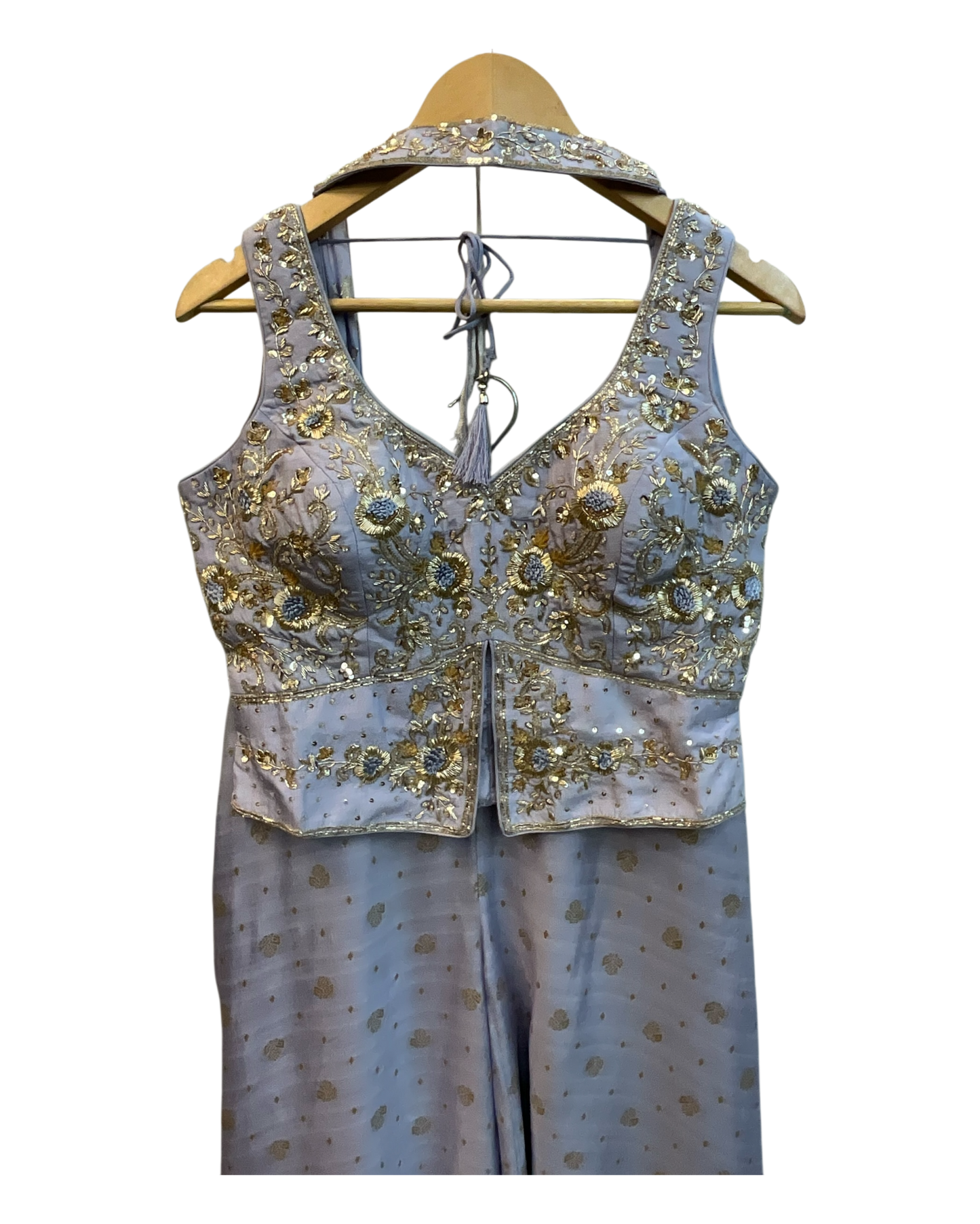 UK 12 / 38" - Lilac - Designer Ladies Indian Short Top Palazzo Trousers Suit - UK Stock - 2/3 days delivery - VMK JINA RY