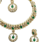Green - Antique Gold Finish Necklace Set with Earrings - 6NS670 03A26