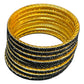 Black - Set of 8 Stone Bangles -  M to XXL - HAN2601 07Ka26