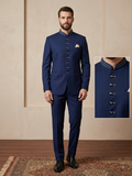 SALE! Navy Blue - Mens BandhGala / Prince / Chinese Collar Open Jacket - Fantastic Fit -  PC2611