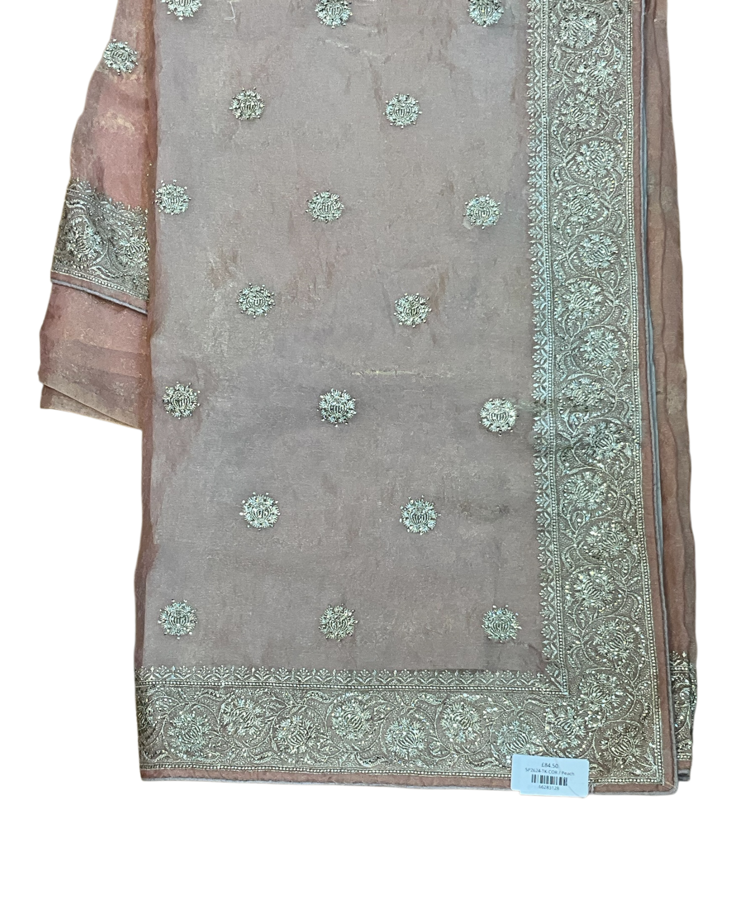 Coral / Peach - Fancy Party Saree with Blouse Piece - UK stock - 24hr Dispatch - SP2624 TK