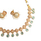 Mint Green - Medium Size Gold Finish Necklace Set with Earrings - TOH2403  Cp 0424