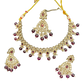 Purple - Large Size Antique Gold Finish Necklace Set with Earrings & Tika (Head Piece) - UK Stock - JIG86 08C25
