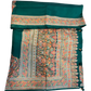 Green - Traditional Block Printed Dupion Silky Saree with Blouse Piece - UK Stock - 2/3 days Delivery  12KC25 K911