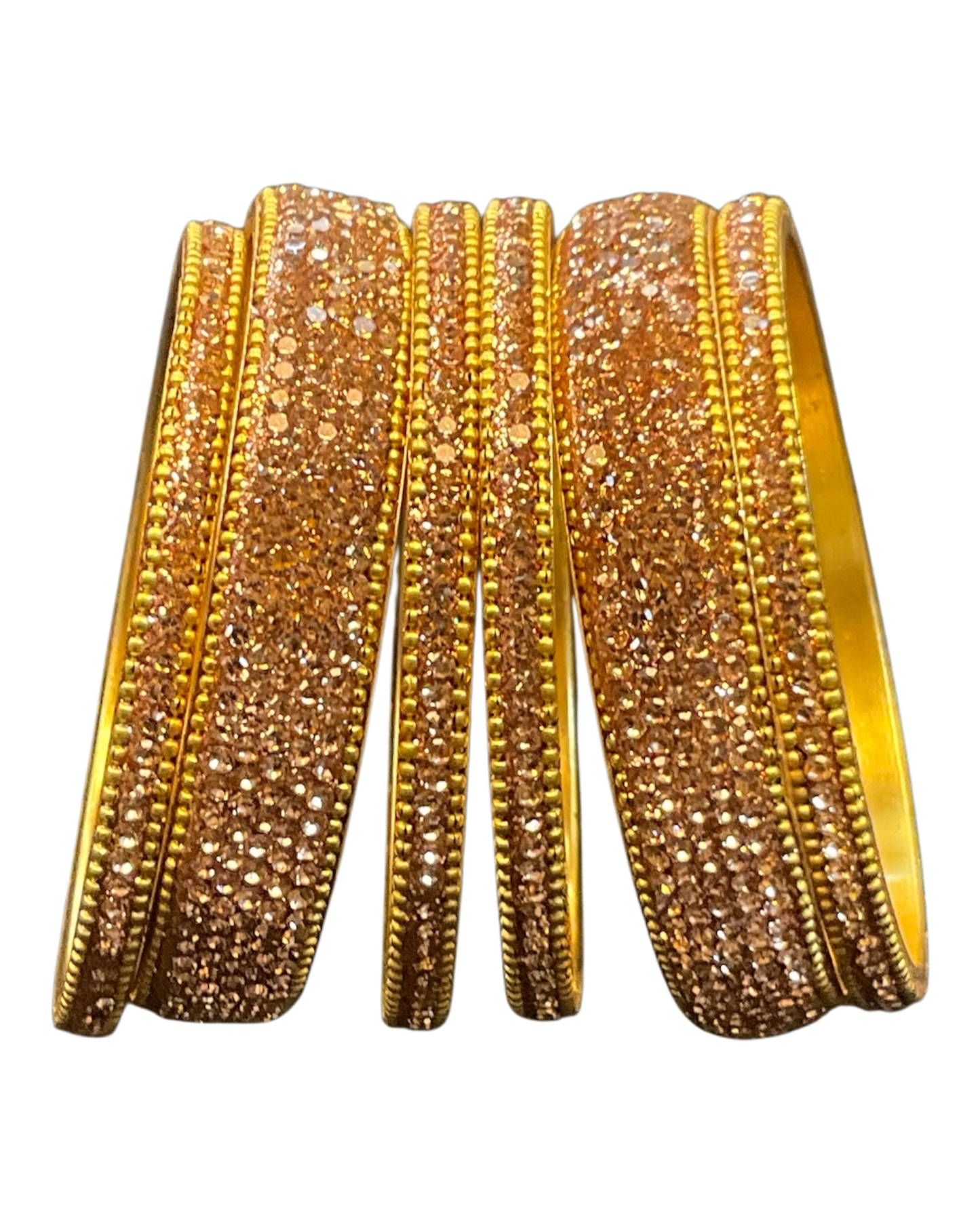 Rose Gold Finish - Set of 6 Stone Bangles -  M to XXL - 5Line 07Kp26