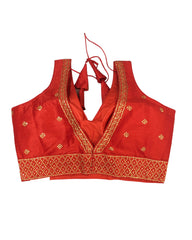 Red - Dupion Silky Saree / Lehenga blouse - 38