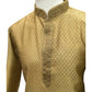 Gold - Cotton Silky Self Brocade Mens Kurta Set - Sangeet Mehendi Haldi - KCS1173 KK 1123