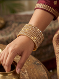 Rose Gold - Set of 8 Stone Bangles -  M to XXL - HAN2601 07Ka26