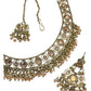 Gold / Neutral - Antique Gold Finish Necklace & Earrings Set - Bollywood - Weddings - DAJ547 11KV24
