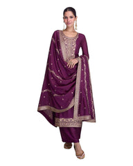 Magenta - Simple / Classy Chiffon Ladies Indian Salwar Suit with Rich Dupatta - SYRA9680 VP 1023